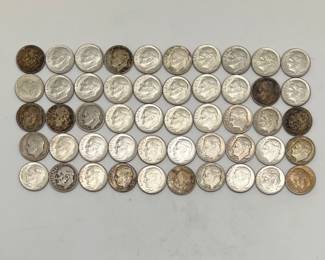 Mixed Date Roosevelt Dimes, 1950s and 1964
