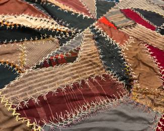 Antique Embroidered Friendship quilt - front face only, not backed