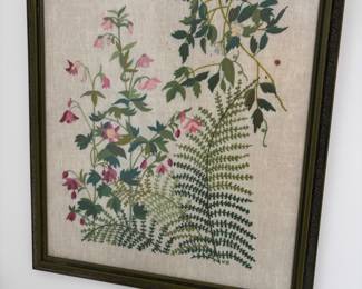 Large Framed Floral + Fauna Crewel. So good!!