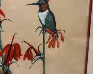 Signed Hummingbird Painting
