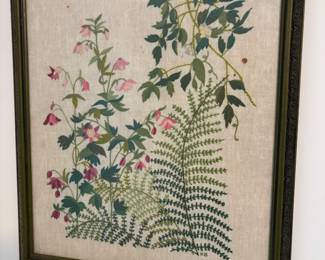 Large Framed Floral + Fauna Crewel. So good!!