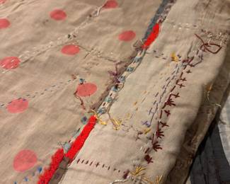 Antique Embroidered Friendship quilt - front face only, not backed