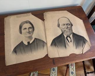 Antique Victorian Charcoal Portraits