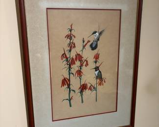 Signed Hummingbird Painting