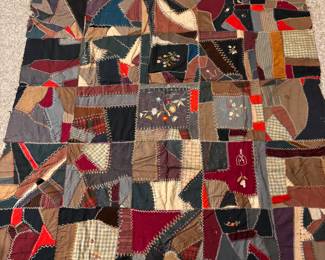 Antique Embroidered Friendship quilt - front face only, not backed