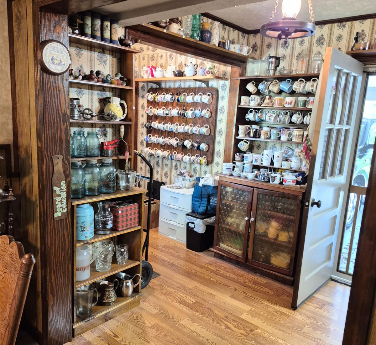 Red plaid lunch boxes, blue English tea tin, and  jar mixer have been sold.