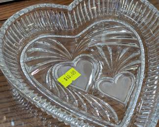 heart shaped glass dish $10
