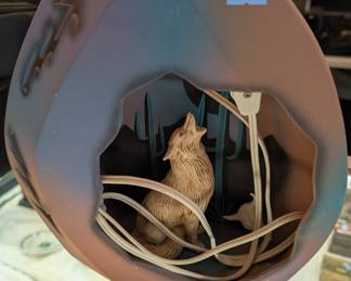 antique wolf lamp $40