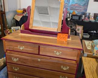 refurbished dresser with mirror and end table $300