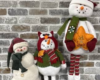(3) Holiday Snowman Figurines