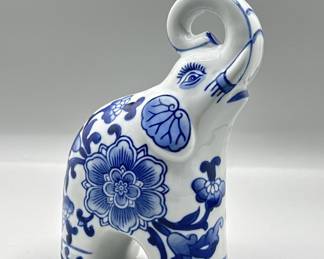 Blue & White Porcelain Elephant Figurine