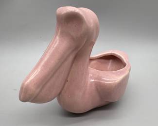 Vintage Pink Pelican Ceramic Planter