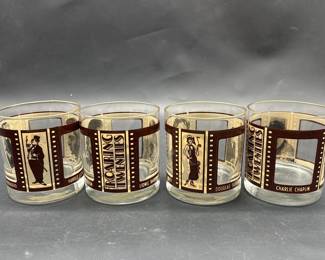 (4) Vintage Roaring Twenties Character Bar Glasses