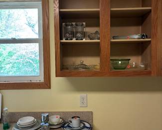 Assorted plates and glasses.