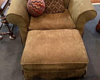 Custom Upholstered Oversized Armchair with Ottoman