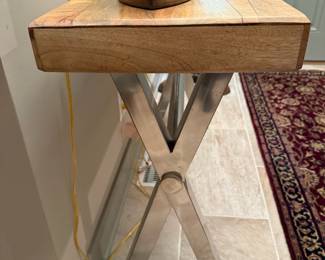 Wood Topped Console Table with Metal X Trestle Base
