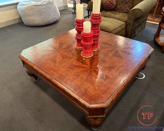 Large Wood Parquet Coffee Table