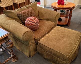 Custom Upholstered Oversized Armchair with Ottoman