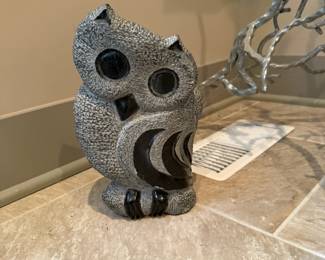 Hand Carved Stone Figural Owl Sculpture