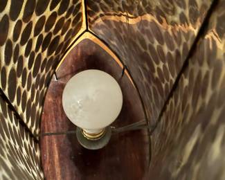 Rustic Teak Oak Oval Table Lamp