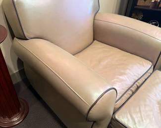 Expressions Custom Upholstered Leather Armchair with Ottoman