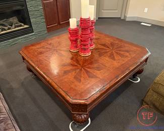 Large Wood Parquet Coffee Table