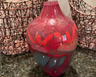Large Art Glass Vase by STEVEN MAIN