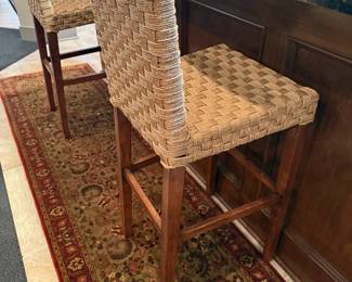 Basket Weaved Rattan Barstools