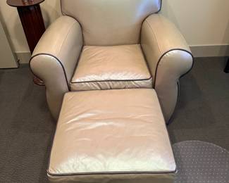 Expressions Custom Upholstered Leather Armchair with Ottoman