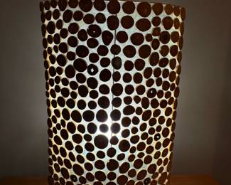 Rustic Teak Oak Oval Table Lamp