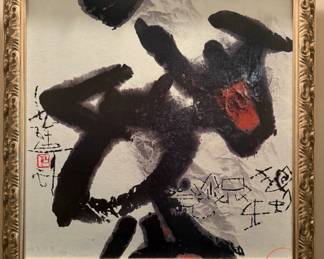 Original Mixed Media on Rice Paper "Alone in the Vast Wasteland", 1995 by GU GAN