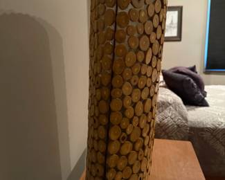 Rustic Teak Oak Oval Table Lamp