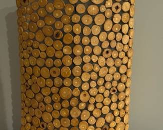 Rustic Teak Oak Oval Table Lamp