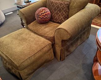 Custom Upholstered Oversized Armchair with Ottoman