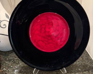 Large Art Glass Platter by SAM STANG