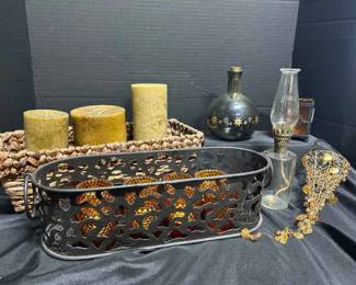 Candle Pillars And Ambr Tealight Votives With Spanish Vase And Matching Decor