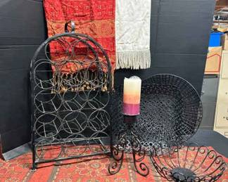 Wine Bottle Holder For 14 Bottles With Candlestick Fruit bowls And Table Runners