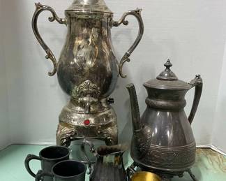 EBRogers Silver Co Coffee Urn Metal Pitcher Creamer Sugar