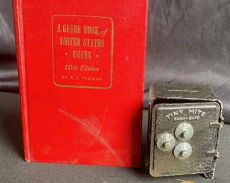 Tiny Mite Metal Bank Safe With RS Yeoman A Guide Book Of United States Coins 10th Edition