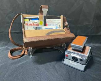 Vintage Polaroid SX70 Land Camera With Leather Case And Accessories
