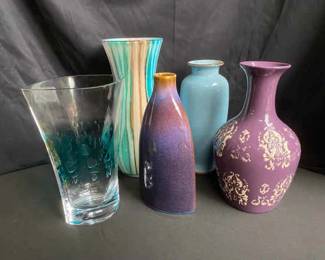 Collection Of Modern Blue And Purple Vases