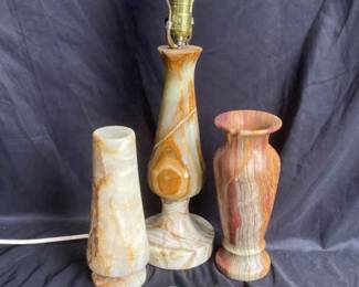 Marble Lamp Base Vase And Wire Cheese Cutter