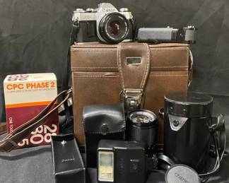 Canon AE1 50mm 18 135mm 35 Power Winder Flash And More