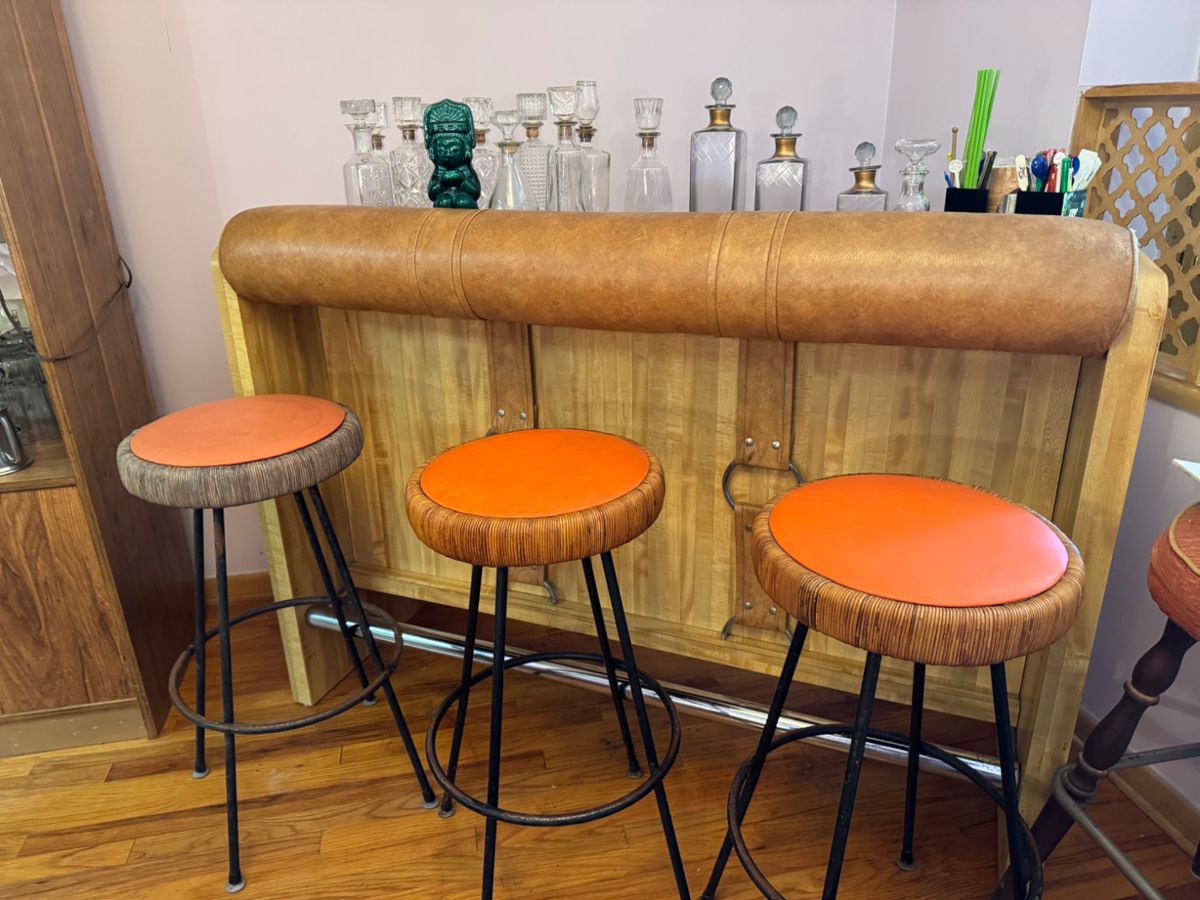 Amazing MCM tiki style bar stools (3)
