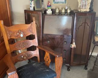 Secretary and vintage rocking chair