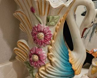 Majolica Swan Pitcher