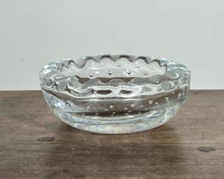DAUM NANCY FRANCE SIGNED GLASS BOWL | Round glass bowl signed on bottom.
Dimensions: h. 2 x dia. 5 in
