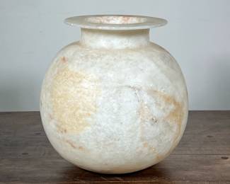 CARVED STONE VASE | Large carved stone vase.
Dimensions: h. 10.5 x dia. 9 in