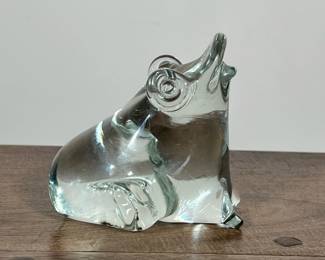 GLASS FROG PAPERWEIGHT | Glass frog-form paperweight - h. 4 x w. 4 x l. 4 in