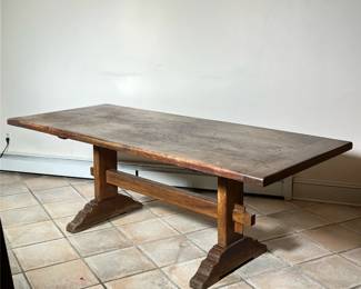 COUNTRY WOOD DINING TABLE | Country style wood dining table with H-stretcher - h. 30 x w. 36 x l. 84 in